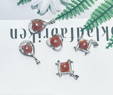 DZ29 Whosale Gemstone Rock DIY Jewelry For Girls Crystal Red Banded Agate Necklace and Pendent