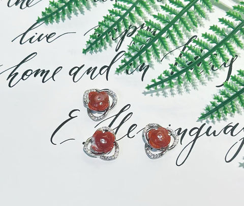 DZ29 Whosale Gemstone Rock DIY Jewelry For Girls Crystal Red Banded Agate Necklace and Pendent