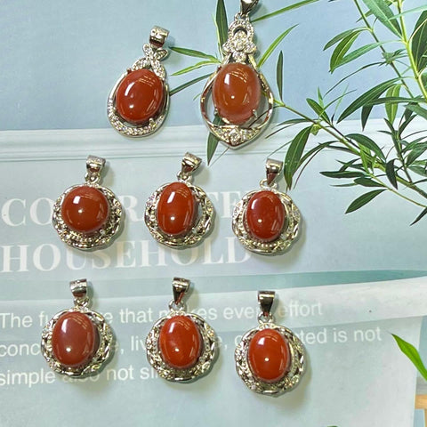 DZ24 Whosale Gemstone Rock DIY Jewelry For Girls Crystal Red Agate Necklace and Pendent